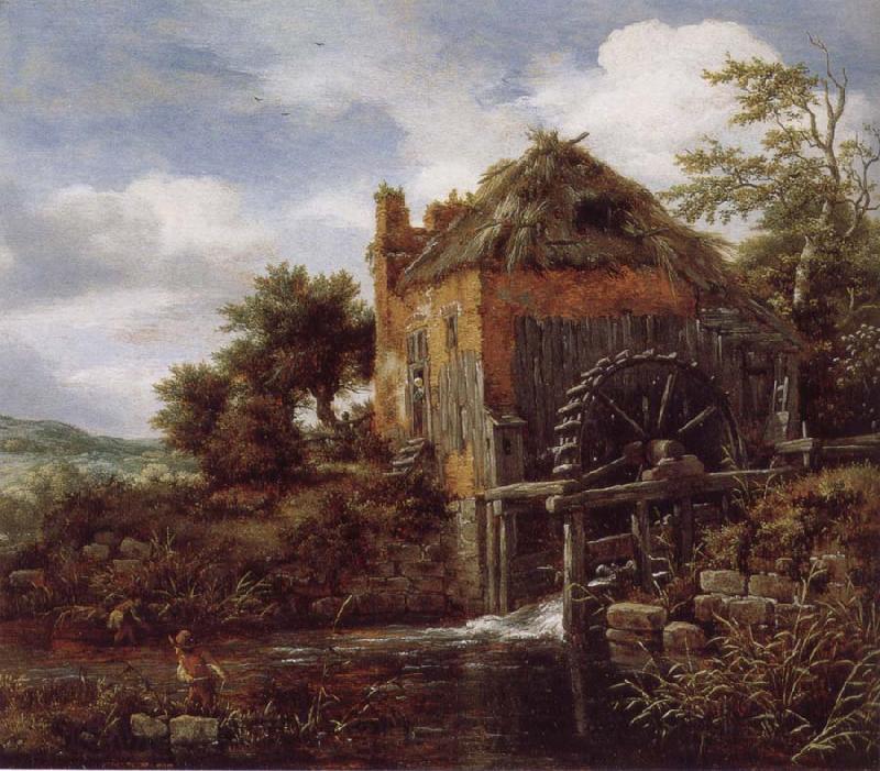 Jacob van Ruisdael Thatch-Roofedhouse with a water Mill Germany oil painting art